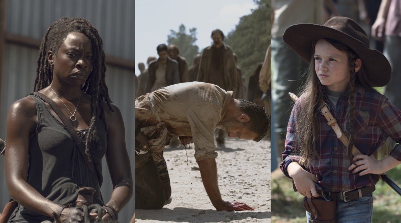 The Walking Dead Spoilers: Michonne (Danai Gurira) - Rick Grimes (Andrew Lincoln) Judith Grimes (Cailey Fleming)