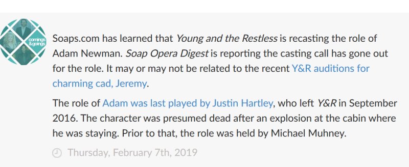 Young and the Restless Spoilers: Adam Newman recast