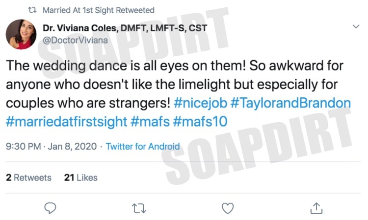 Married at First Sight: Dr Viviana Coles - Twitter