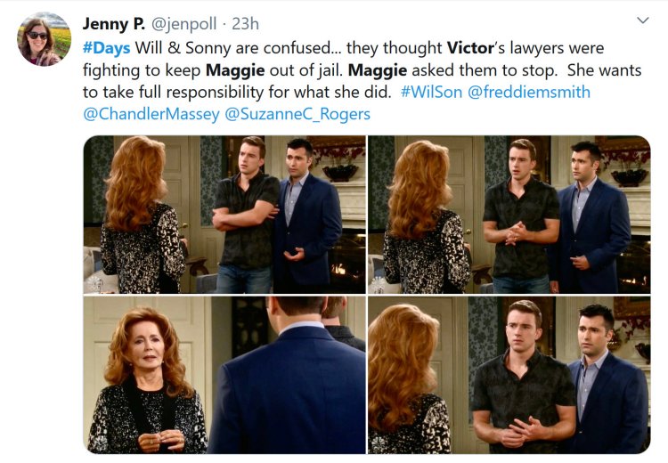 Days of Our Lives Spoilers: Maggie Horton (Suzanne Rogers) -Will Horton (Chandler Massey) - Sonny Kiriakis (Freddie Smith)