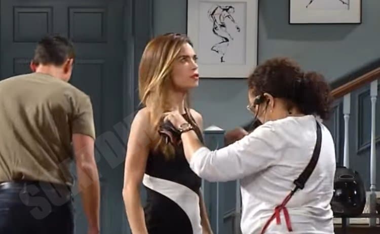 Young and the Restless: Victoria Newman (Amelia Heinle) on set with crew