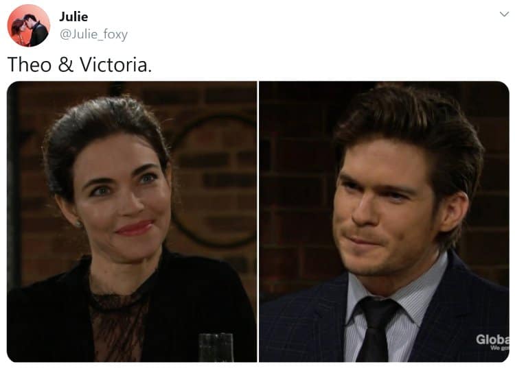 Young and the Restless Spoilers: Theo Vanderway (Tyler Johnson) - Victoria Newman (Amelia Heinle)