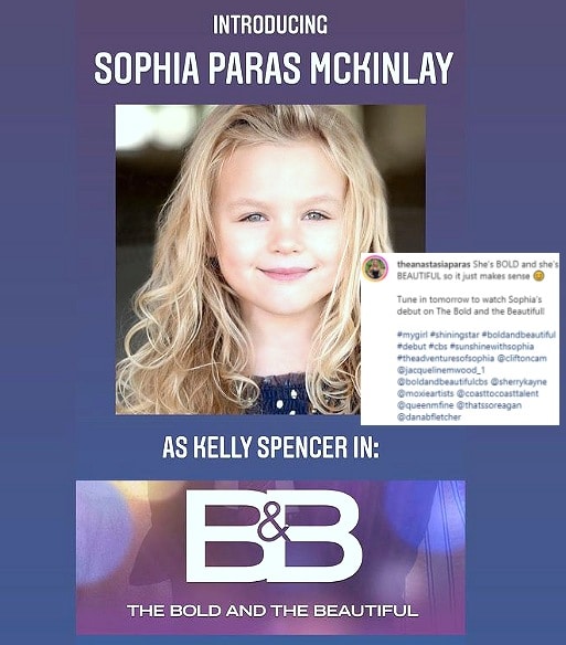 Bold And The Beautiful Comings And Goings: Kelly Spencer (Sophia Paras McKinlay)