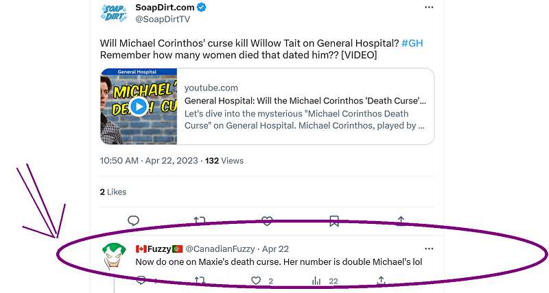Maxie Jones and Michael Corinthos death curse on General Hospital