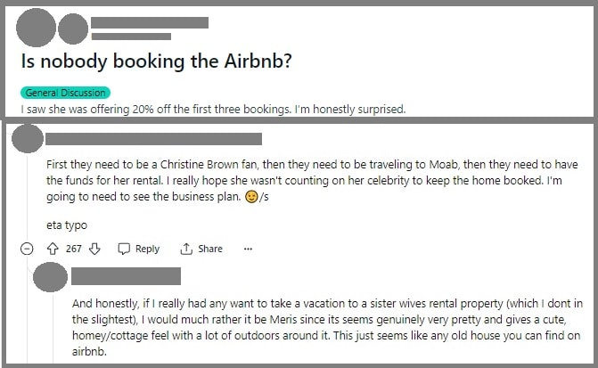 Sister Wives: Christine Brown-Airbnb Comments