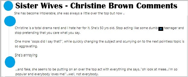  Christine Brown Comments