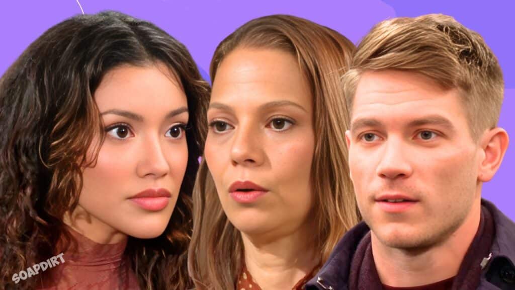 The Young and the Restless: Sienna Bacall (Tamara Braun) - Noah Newman (Lucas Adams) - Audra Charles (Zuleyka Silver) 